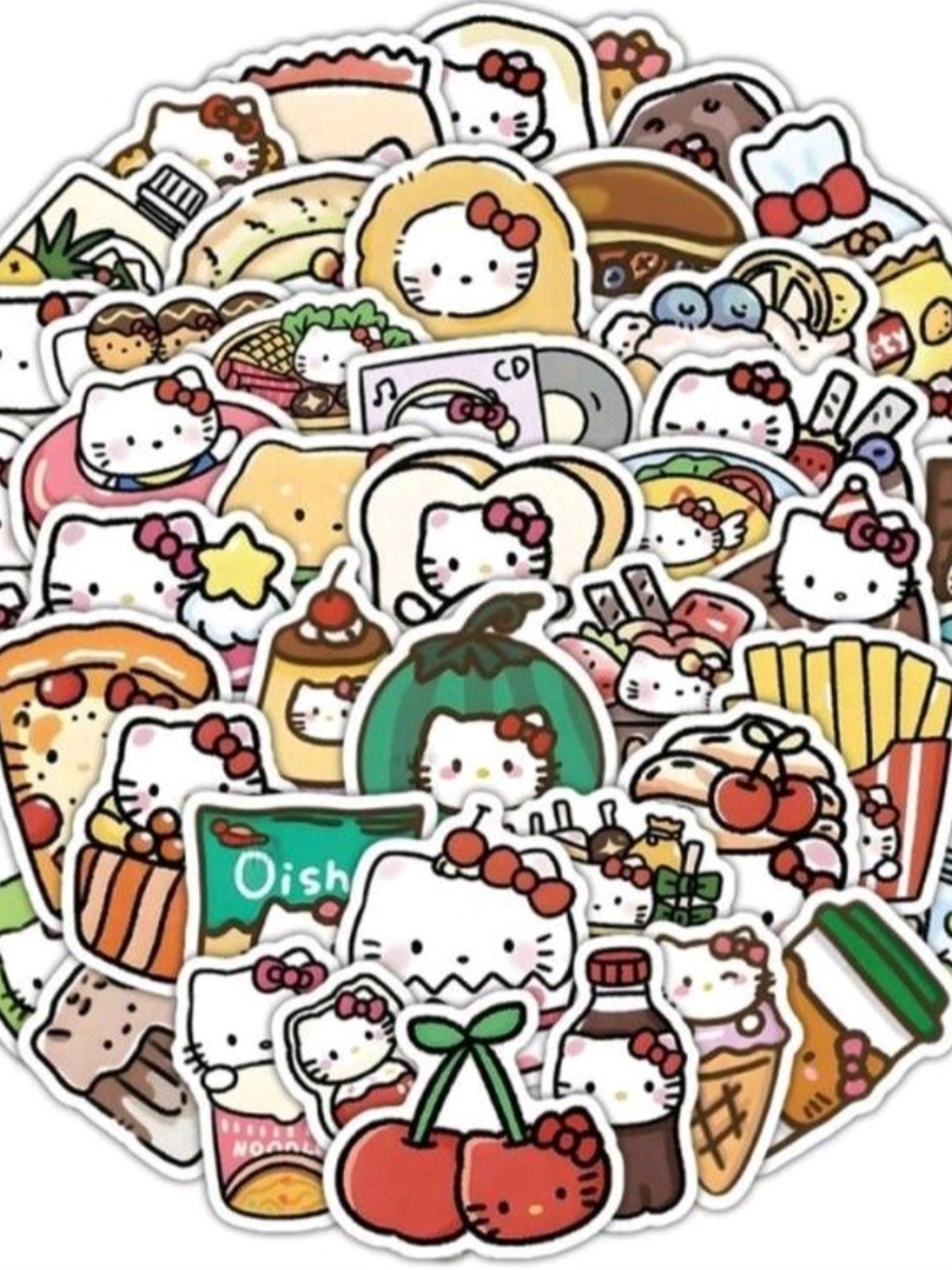 Hello Kitty Sticker Pack - Cute Multicolor Food Icons